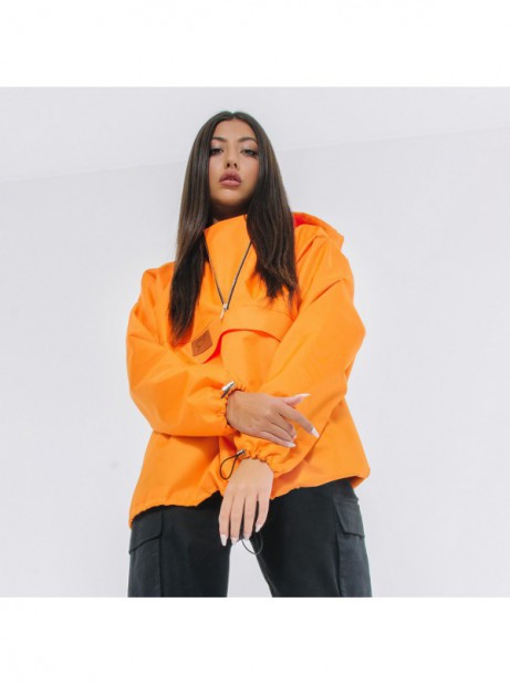 Orange anorak wind jacket