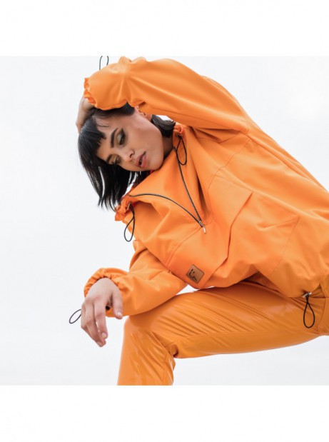 Orange anorak wind jacket