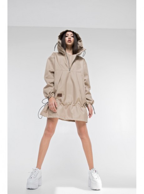 Wind jacket longline beige mocca