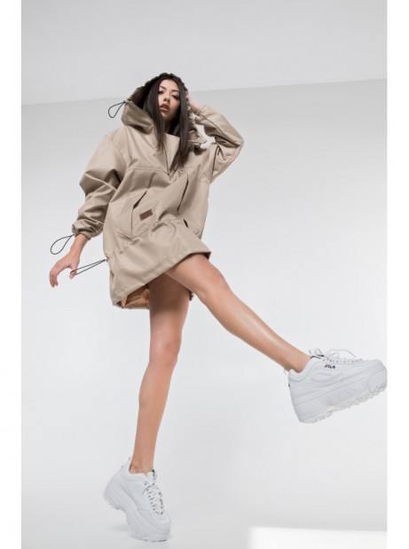 Wind jacket longline beige mocca