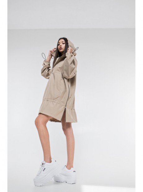 Wind jacket longline beige mocca