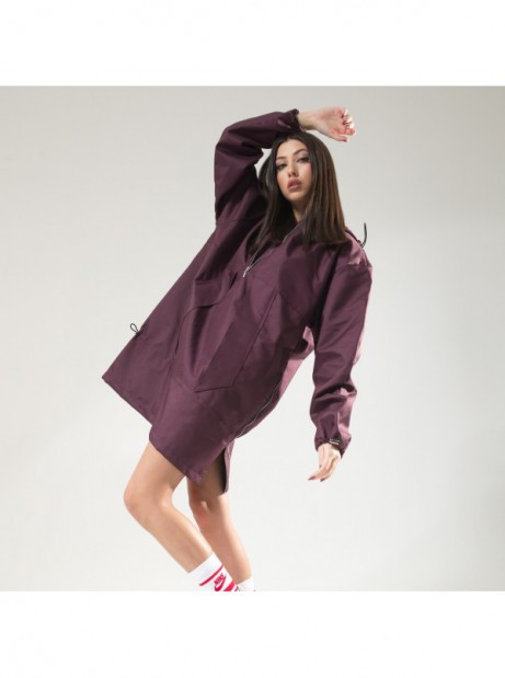 Wind jacket longline beige burgundy