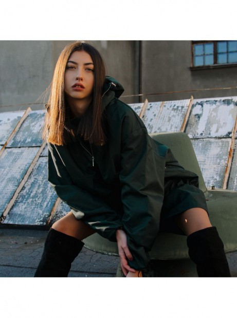 Bottle green longline wind jacket