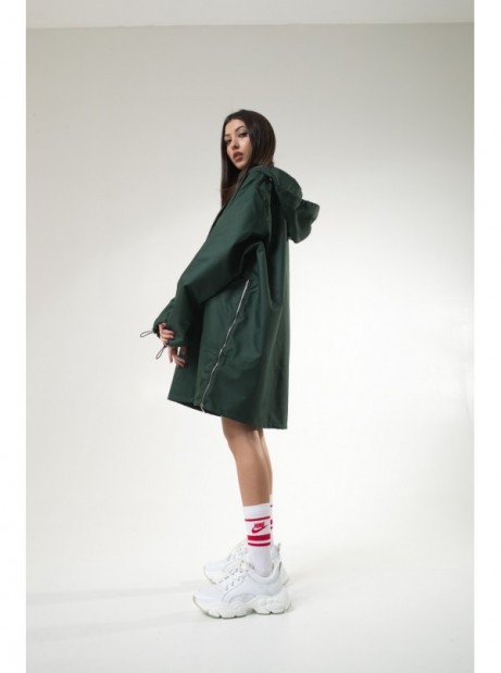 Bottle green longline wind jacket