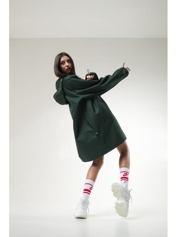 Bottle green longline wind jacket