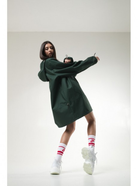 Bottle green longline wind jacket