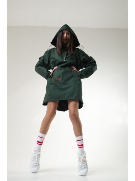 Bottle green longline wind jacket