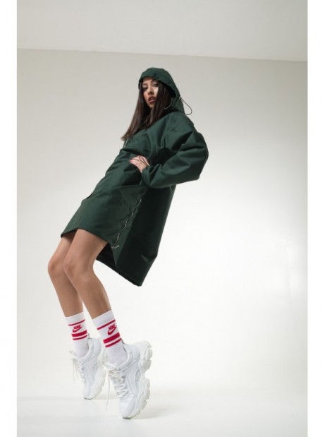 Bottle green longline wind jacket