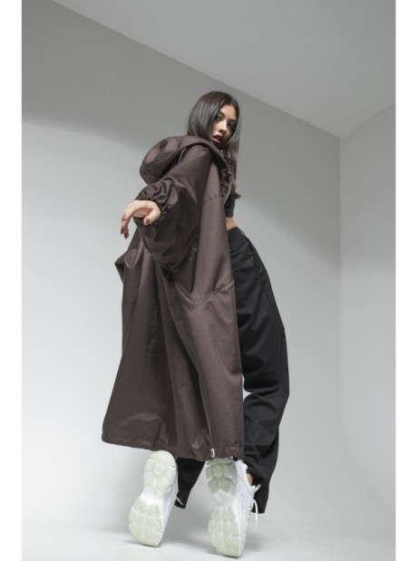 Longline hoodie oversize praline coat