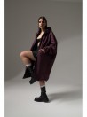 Longline hoodie oversize burgundy coat