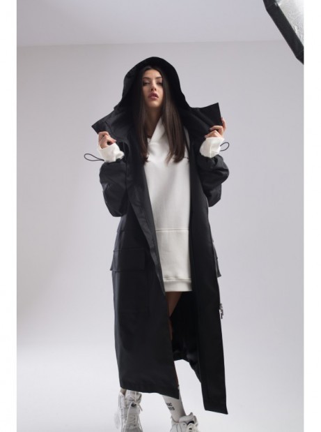 Parka Longline Hoodie Oversize black