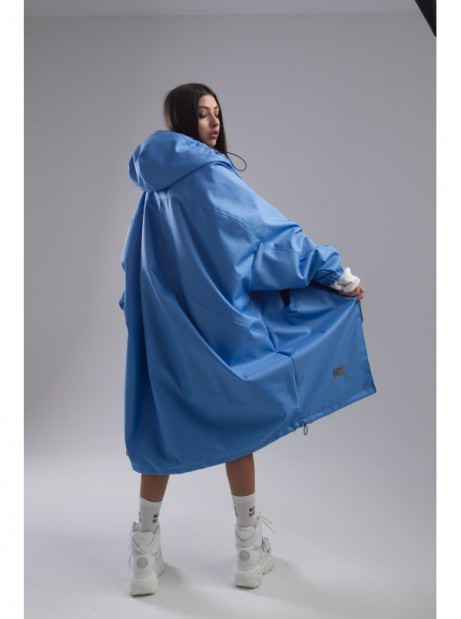 Płaszcz longline hoodie oversize baby blue