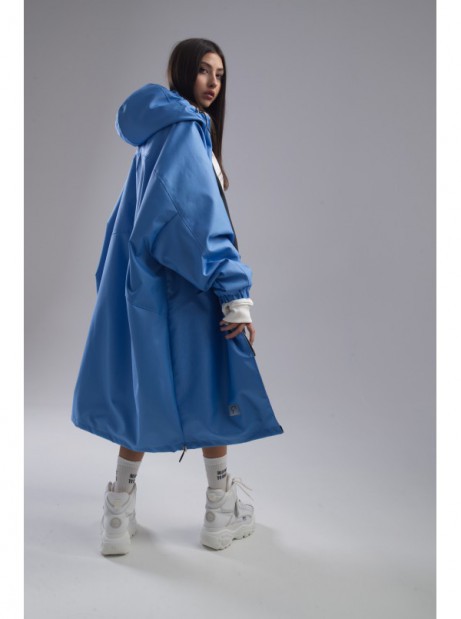 Płaszcz longline hoodie oversize baby blue