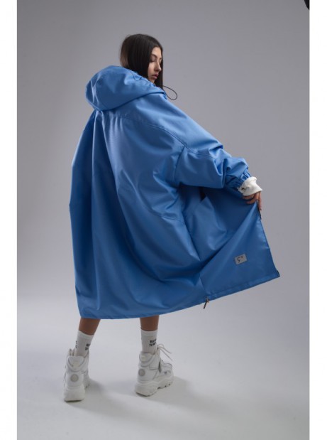 Płaszcz longline hoodie oversize baby blue