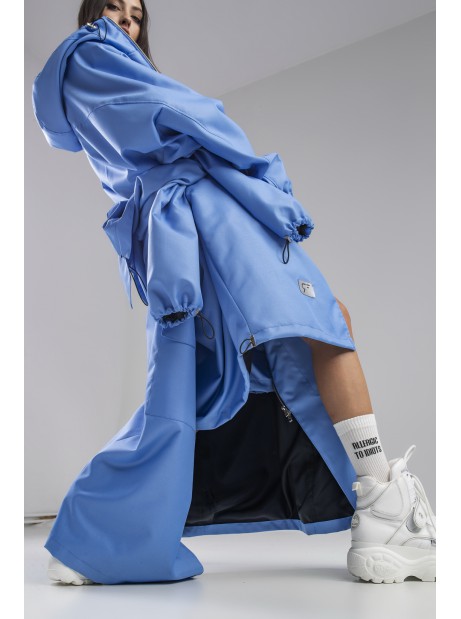 Płaszcz longline hoodie oversize baby blue