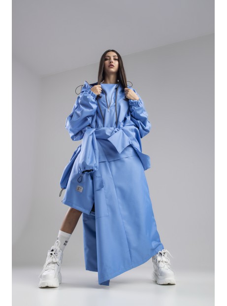 Longline hoodie oversize baby blue coat