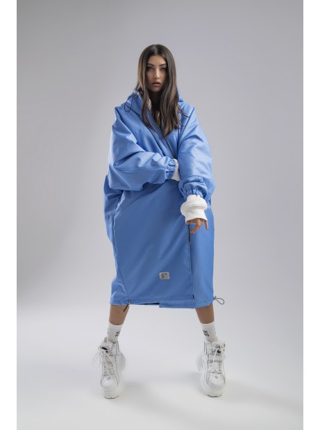 Longline hoodie oversize baby blue coat