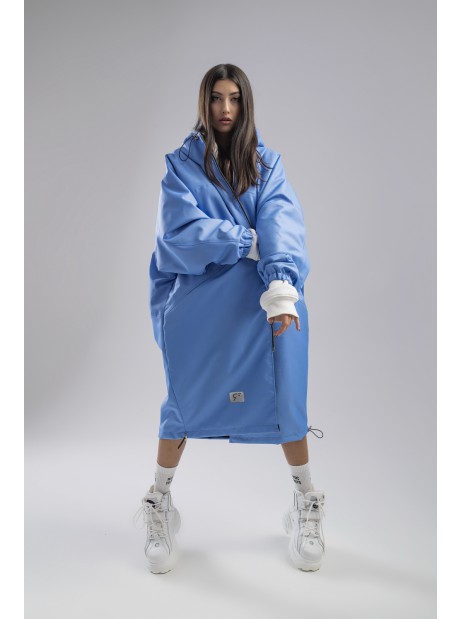 Płaszcz longline hoodie oversize baby blue