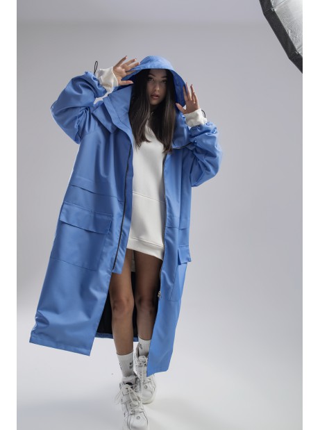 Parka Longline Hoodie Oversize Baby Blue