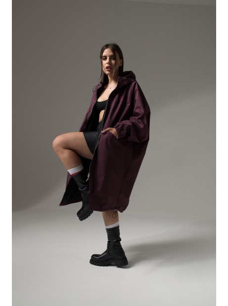 Płaszcz longline hoodie oversize burgund