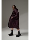 Longline hoodie oversize burgundy coat