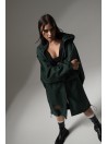 Longline hoodie oversize coat bottled green