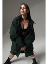 Longline hoodie oversize coat bottled green