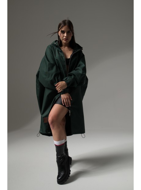 Longline hoodie oversize coat bottled green