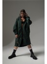 Longline hoodie oversize coat bottled green