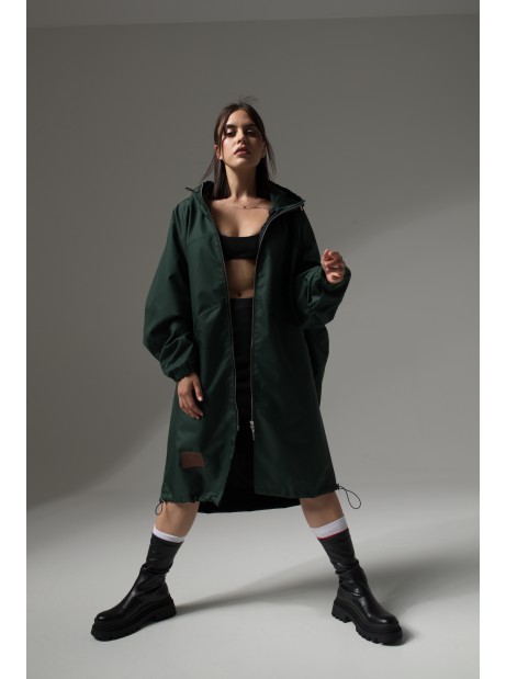 Longline hoodie oversize coat bottled green