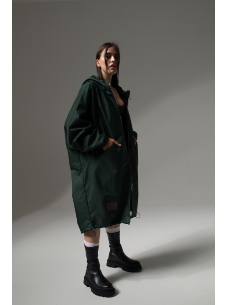 Longline hoodie oversize coat bottled green