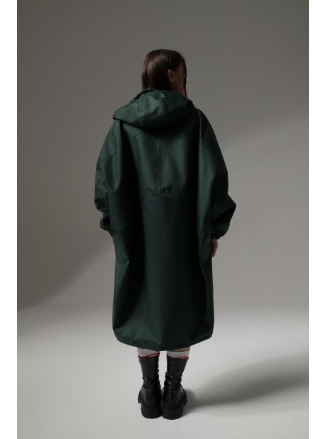 Longline hoodie oversize coat bottled green