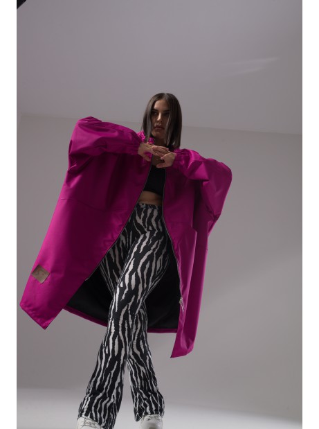 Longline hoodie oversize coat fuchsia