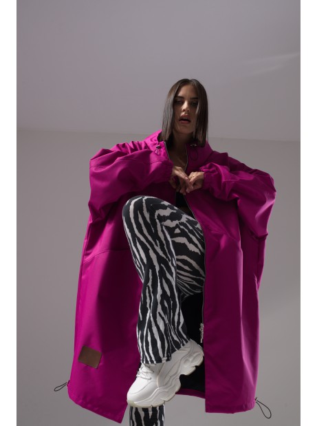 Longline hoodie oversize coat fuchsia