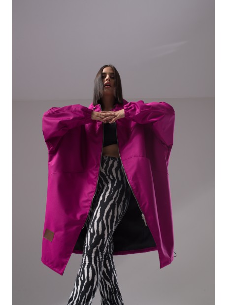 Longline hoodie oversize coat fuchsia