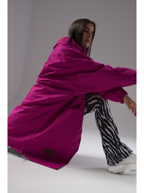 Longline hoodie oversize coat fuchsia