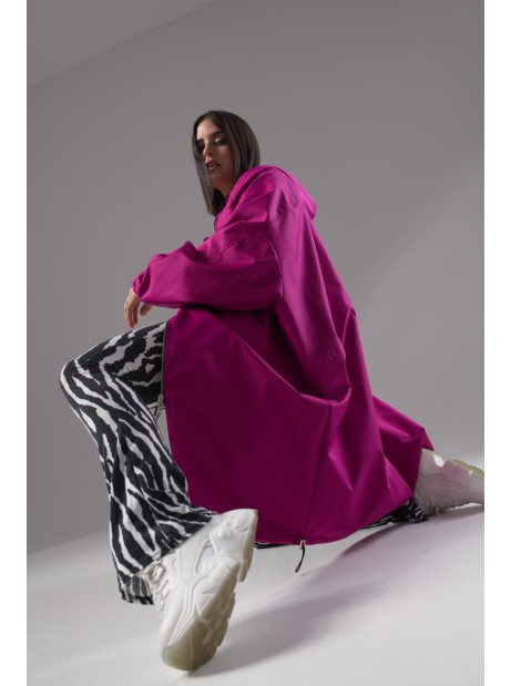 Longline hoodie oversize coat fuchsia