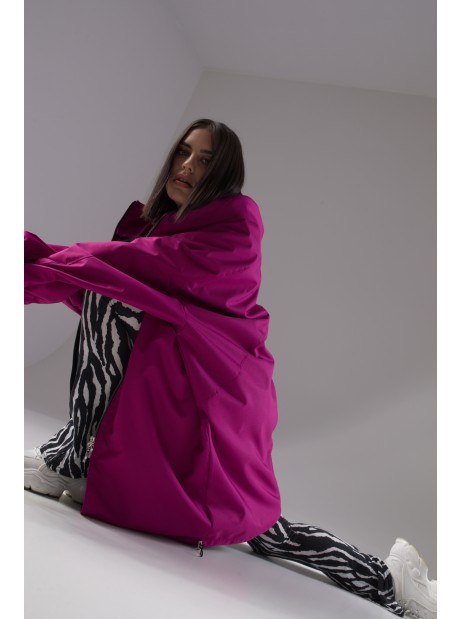 Longline hoodie oversize coat fuchsia