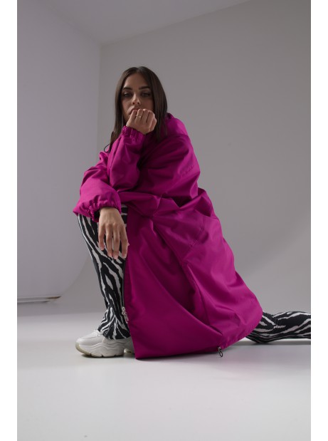 Longline hoodie oversize coat fuchsia