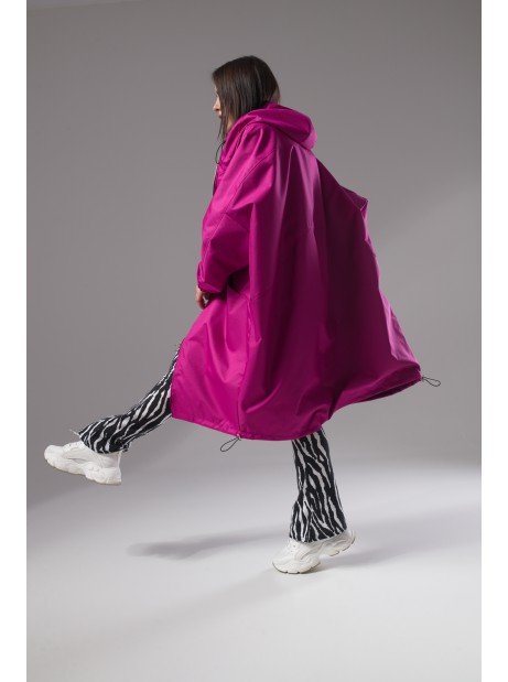 Longline hoodie oversize coat fuchsia