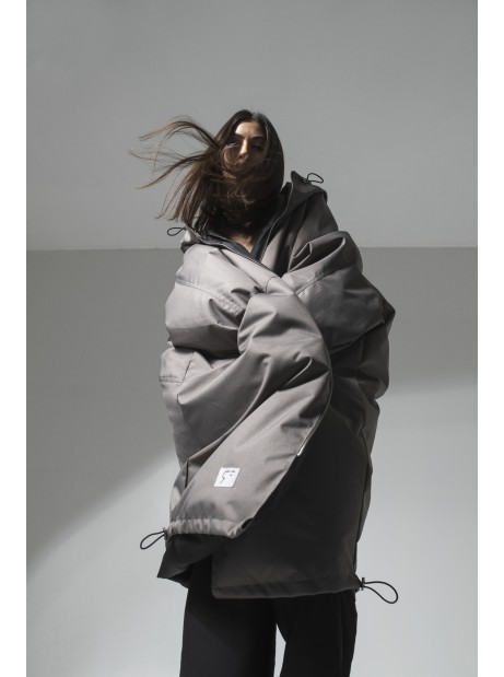 Longline hoodie oversize stone coat