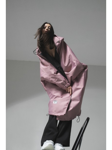 Longline hoodie oversize coat dusty pink
