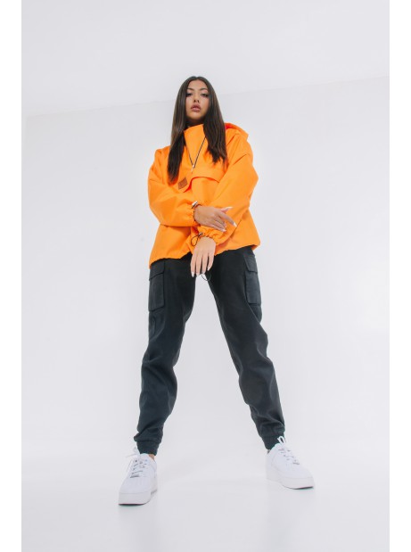 Orange anorak wind jacket