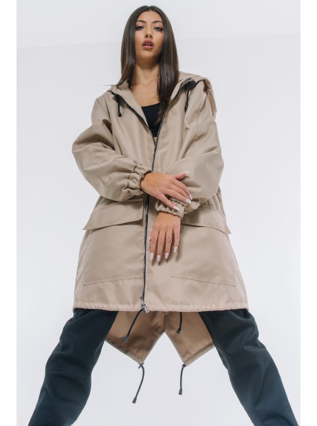 Mocca beige parka jacket / coat