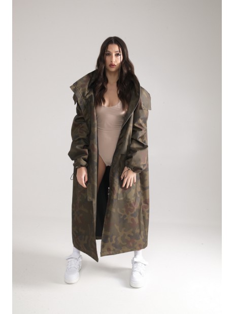 Longline Hoodie Oversize parka in camo