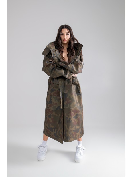 Longline Hoodie Oversize parka in camo