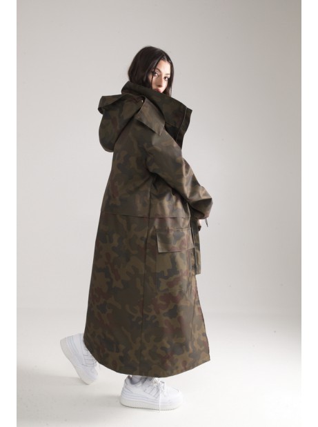 Longline Hoodie Oversize parka in camo