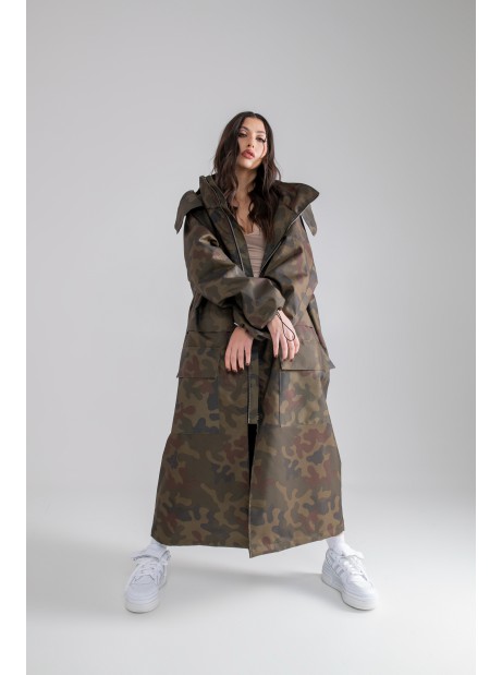 Longline Hoodie Oversize parka in camo