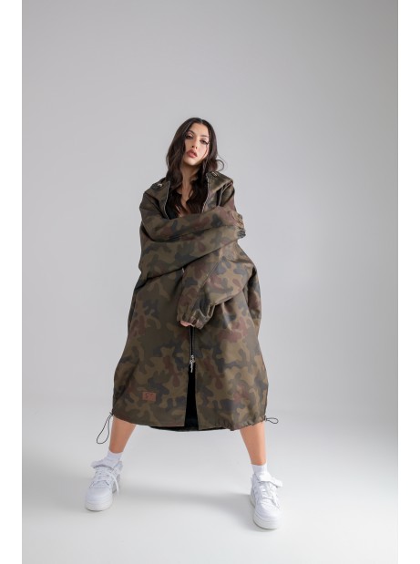 Longline Hoodie Oversize coat in camo