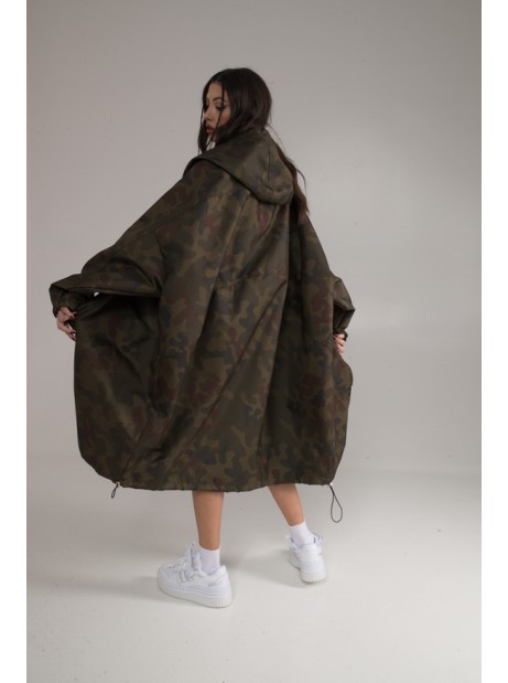 Płaszcz Longline Hoodie oversize camo